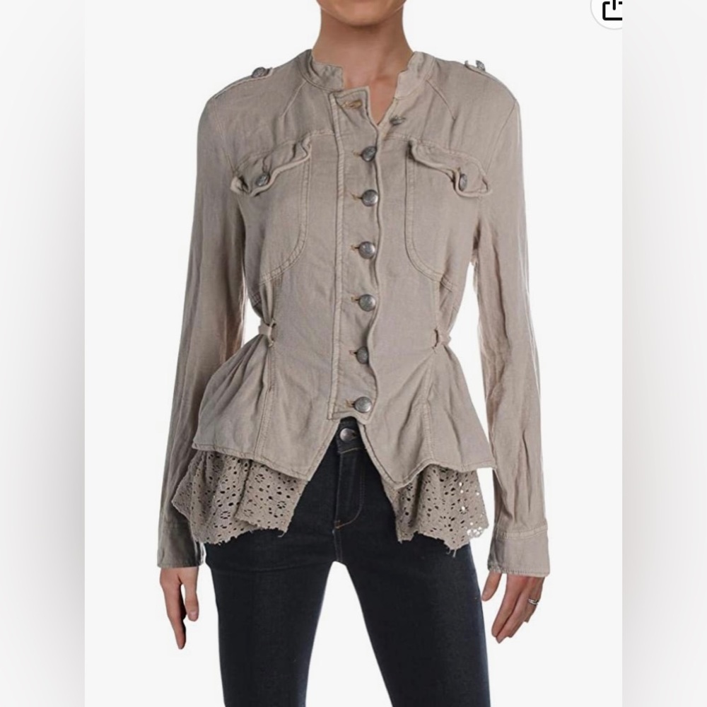Free People Victorian Boho Neutrals Jacket